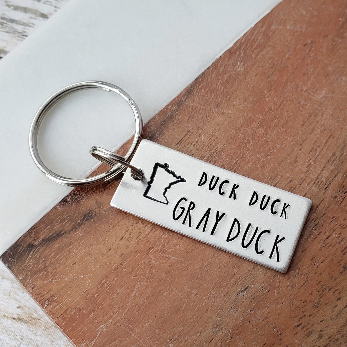 Duck Duck Gray Duck Minnesota Keychain, Funny MN Humor Gifts, Handmade in Minnesota