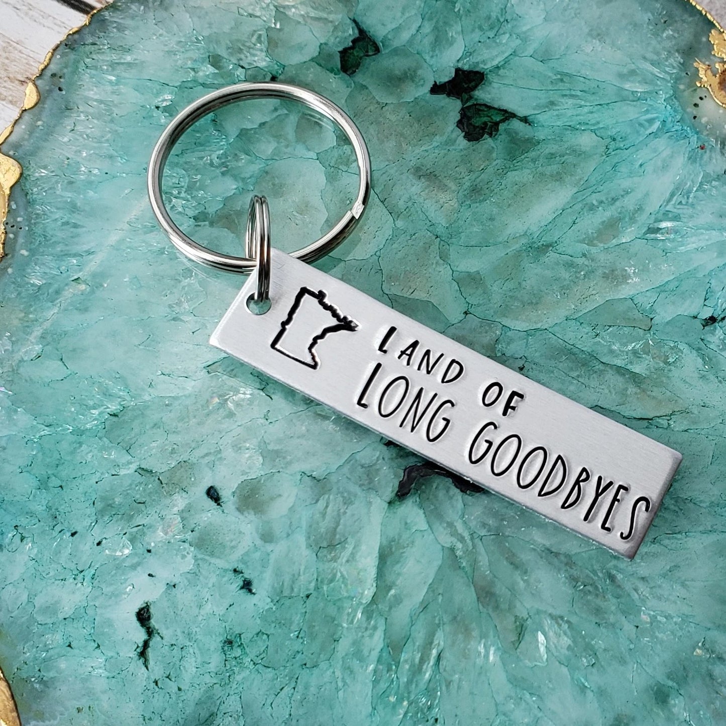 Minnesota Land of Long Goodbyes Keychain