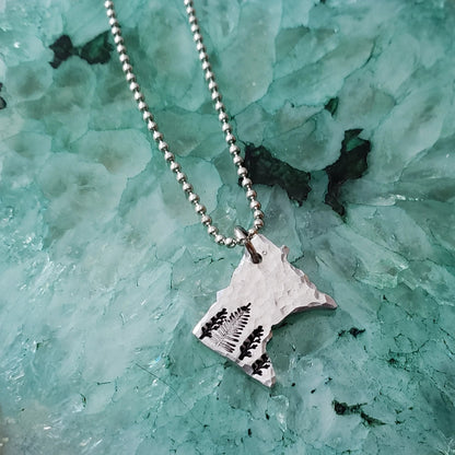 Hand Cut Minnesota Pendant with Trees, Minnesota Jewelry, Minnesota Gifts - 3 Sizes Available