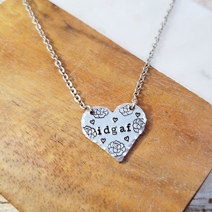 IDGAF Heart Necklace