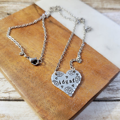 IDGAF Heart Necklace