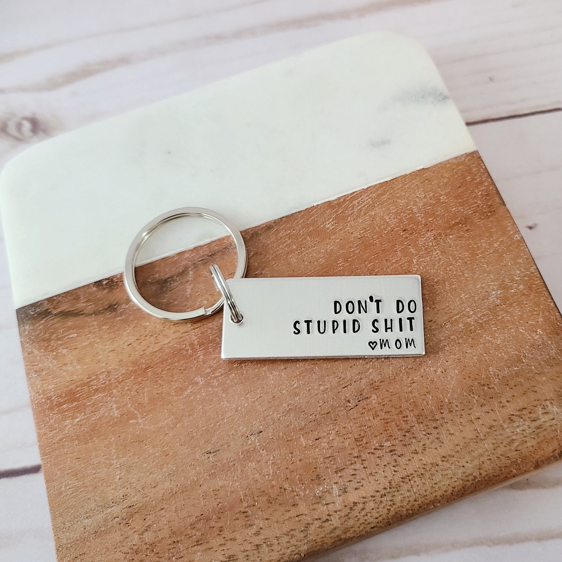 Don't Do Stupid Shit Keychain From Mom Funny Gift With Cute Poop Charm  Engraved Stainless Steel Key Ring Purse Tag 