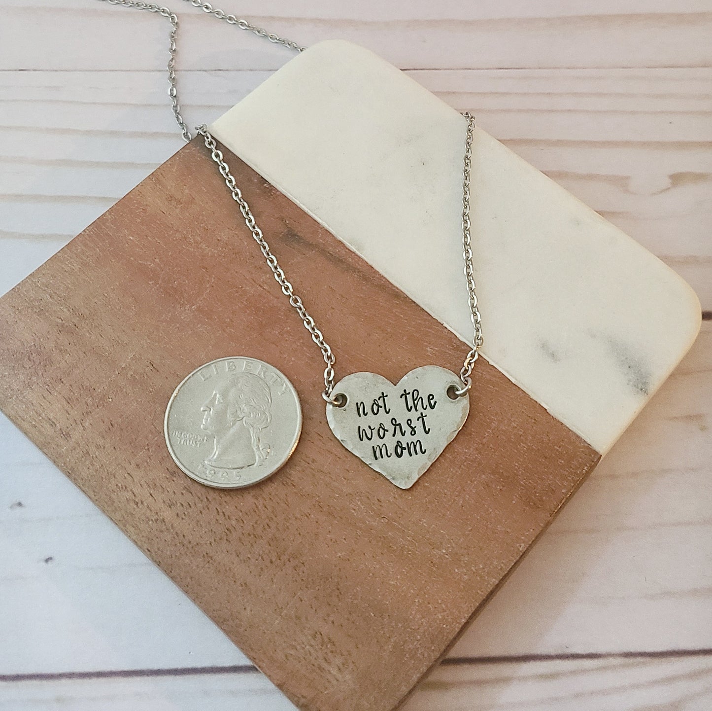 Not The Worst Mom Heart Necklace