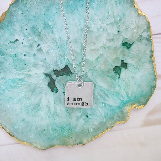 I Am Enough Square Necklace