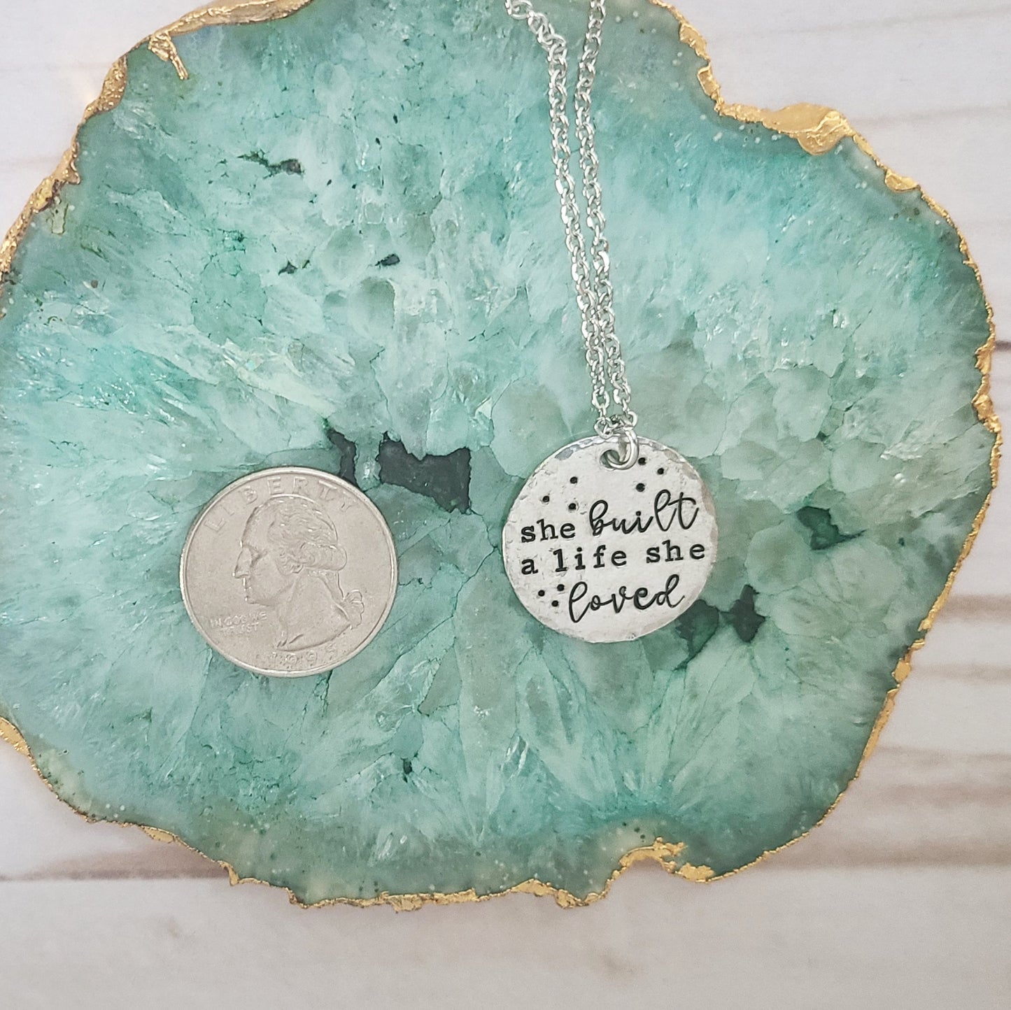 She Built A Life She Loved Round Necklace