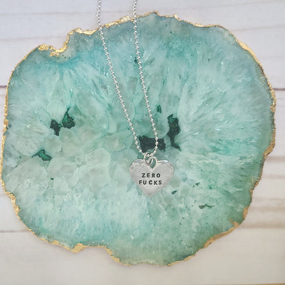 Zero Fucks Heart Shaped Necklace