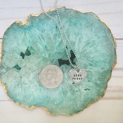 Zero Fucks Heart Shaped Necklace