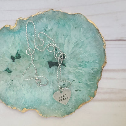 Zero Fucks Heart Shaped Necklace