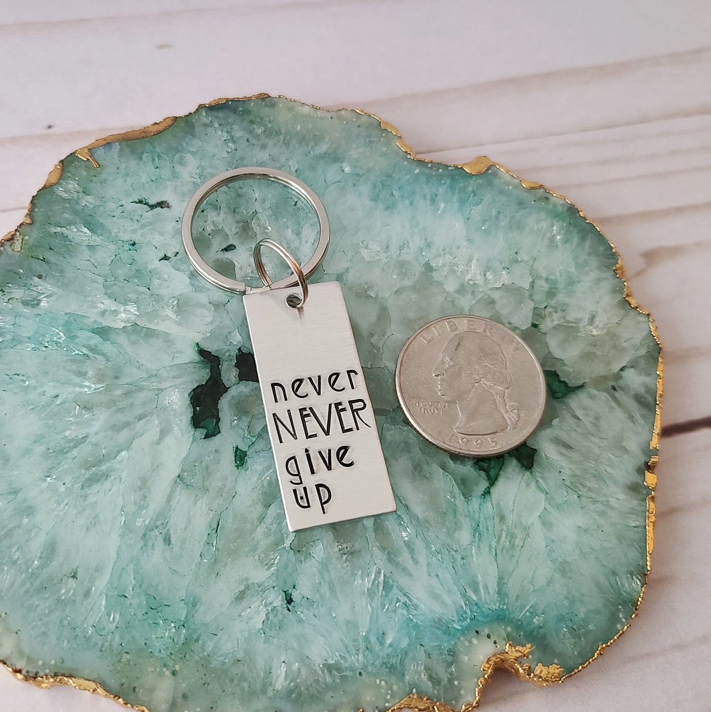Never Never Give Up Keychain