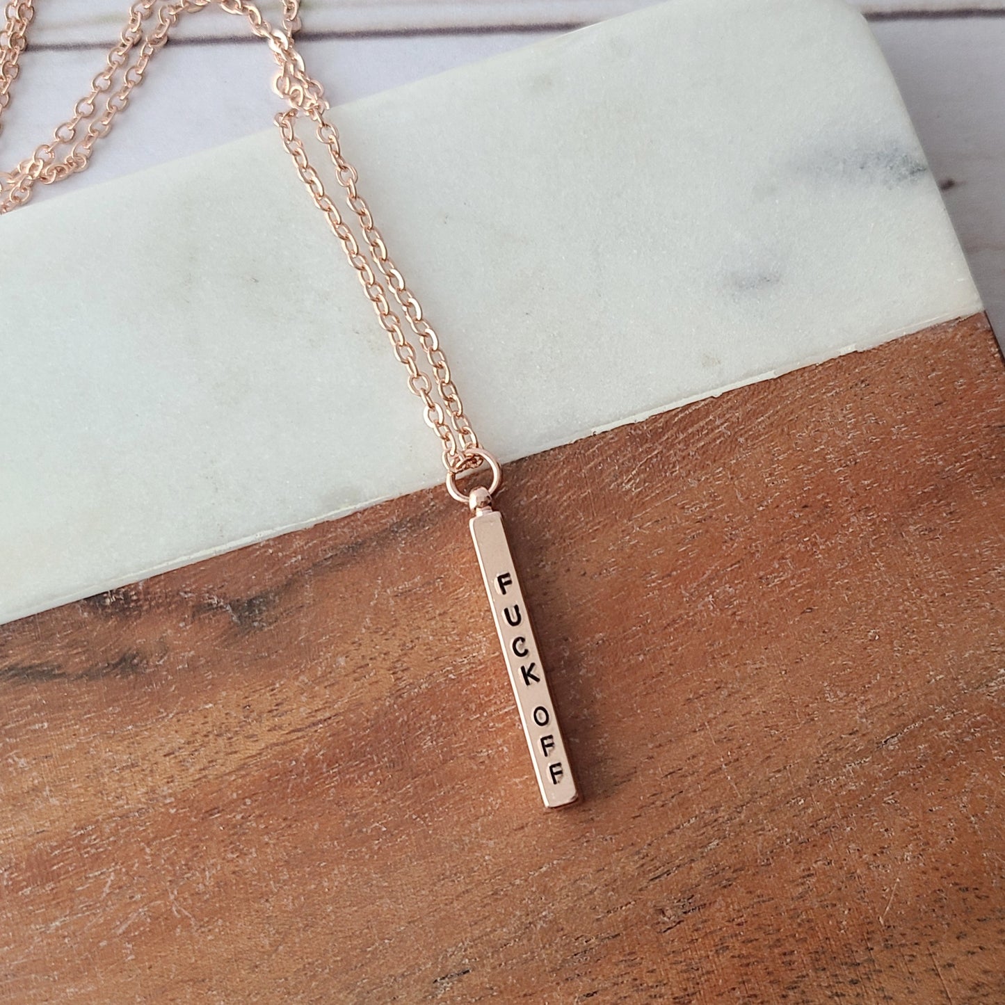 Rose Gold Be Kind/Fuck Off Double Sided Necklace