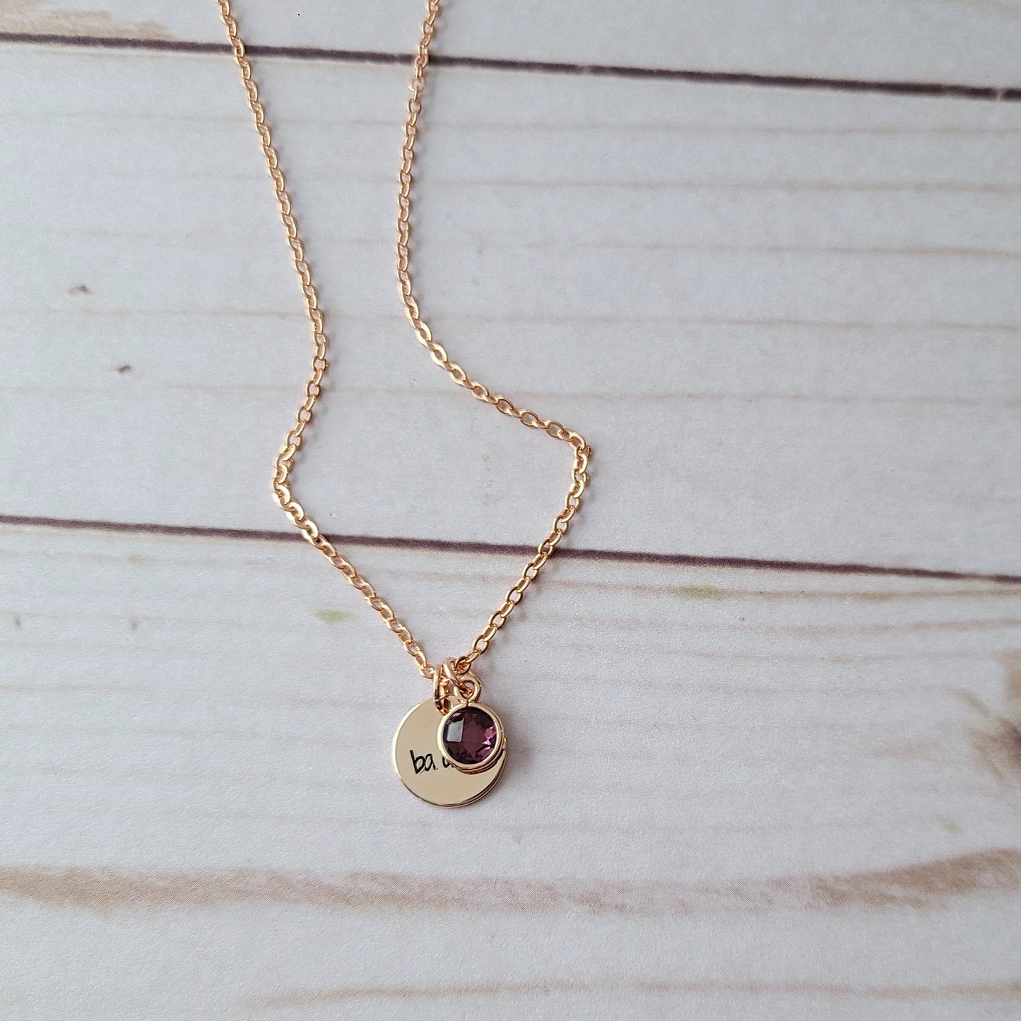 Tiny Rose Gold Badass Disc Necklace - Choose Your Word