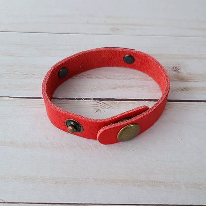 Beautiful Girl You Can Do Hard Things - Red Leather Cuff Bracelet