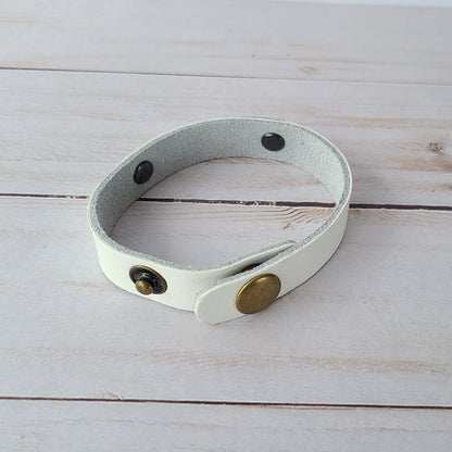 Keep Moving Forward - White Leather Cuff Bracelet
