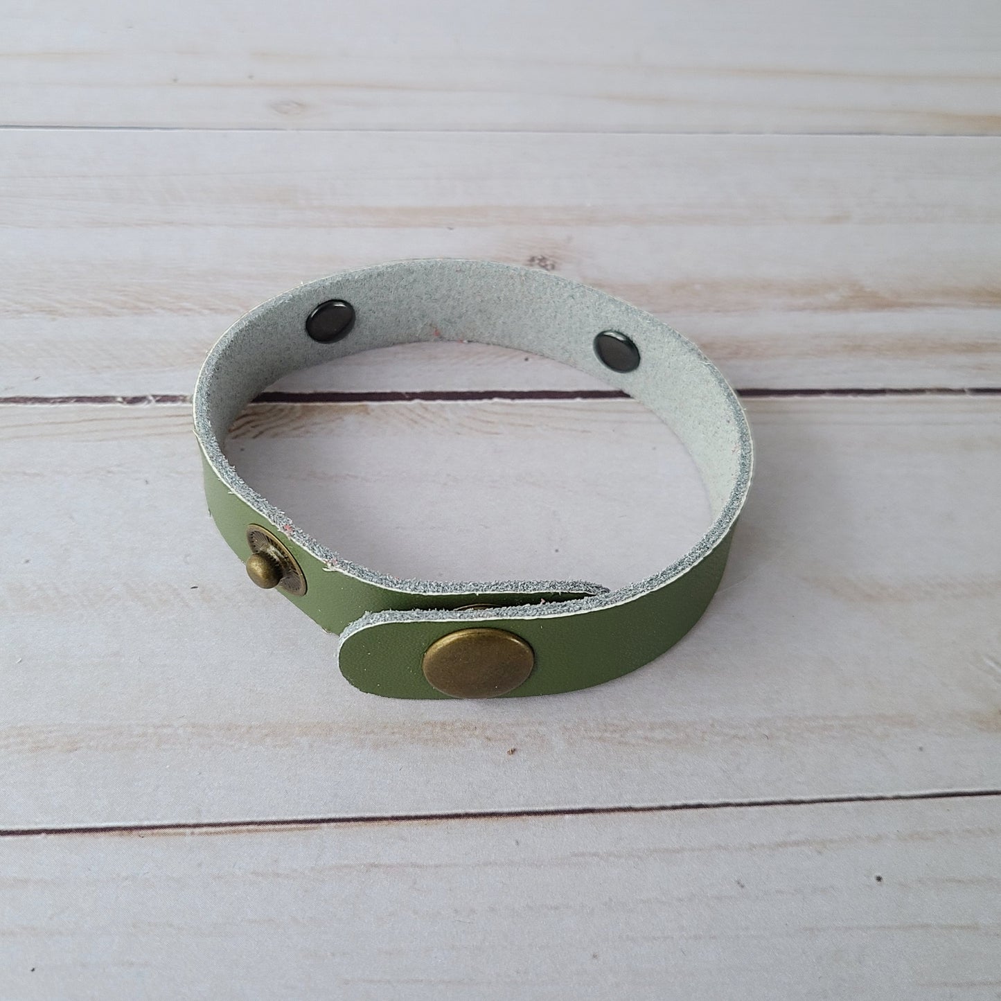 Do Small Things With Great Love - Olive Green Leather Cuff Bracelet