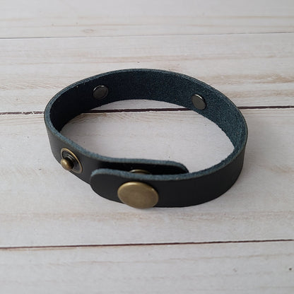 You'll Be Okay Again - Black Leather Cuff Bracelet