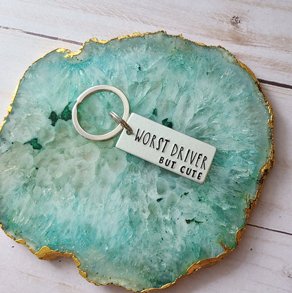 Worst Driver But Cute Hand Stamped Keychain