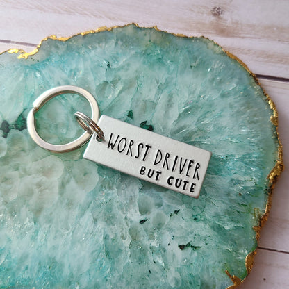 Worst Driver But Cute Hand Stamped Keychain