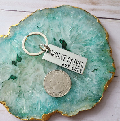 Worst Driver But Cute Hand Stamped Keychain