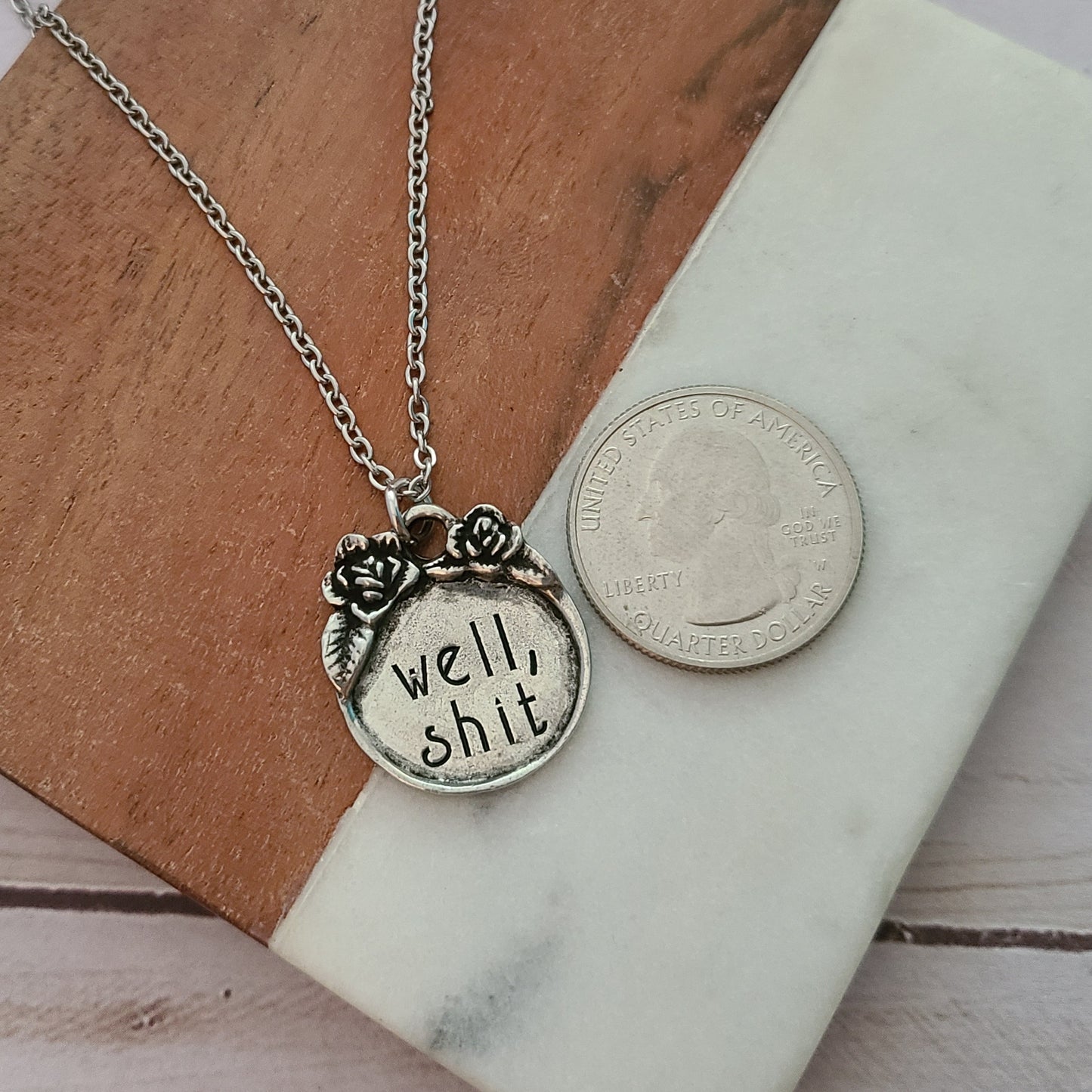 Well, Shit - Floral Border Necklace