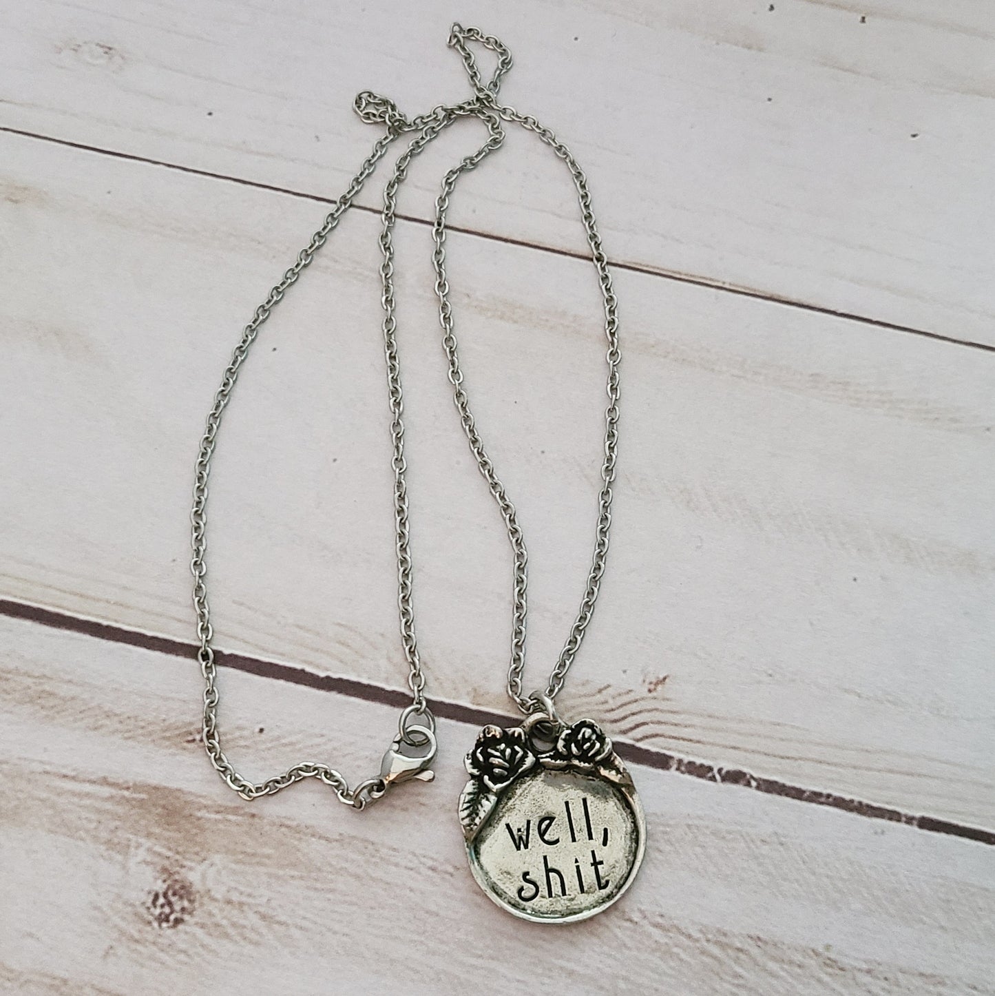 Well, Shit - Floral Border Necklace