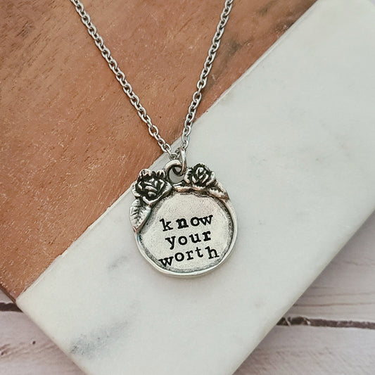 Know Your Worth - Floral Border Necklace