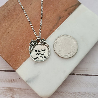 Know Your Worth - Floral Border Necklace