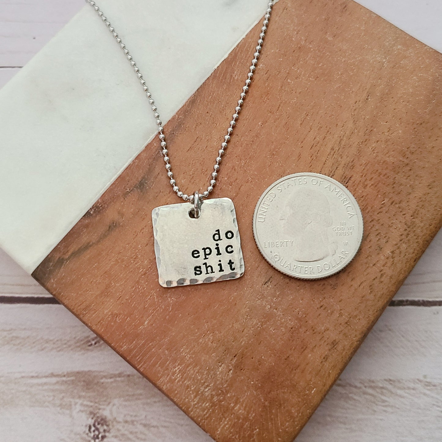 Do Epic Shit - Square Pewter Necklace
