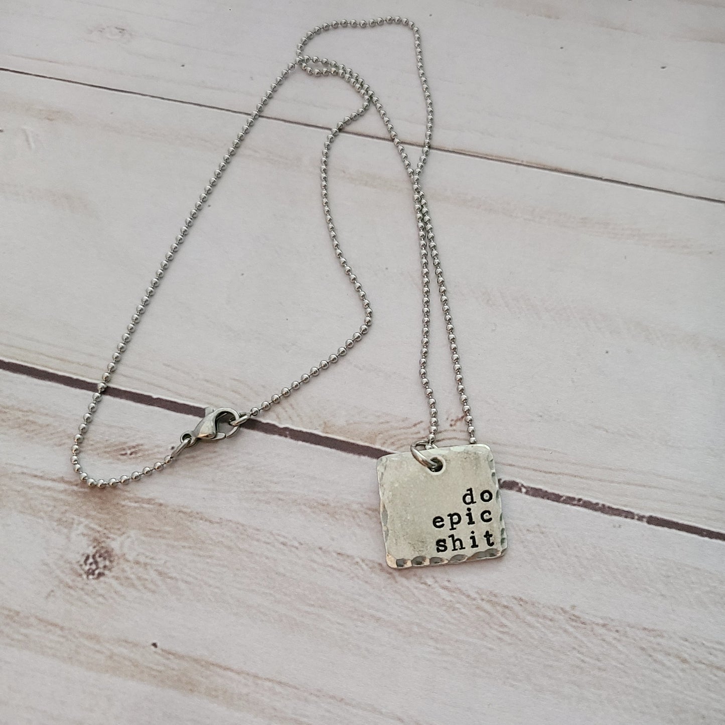Do Epic Shit - Square Pewter Necklace