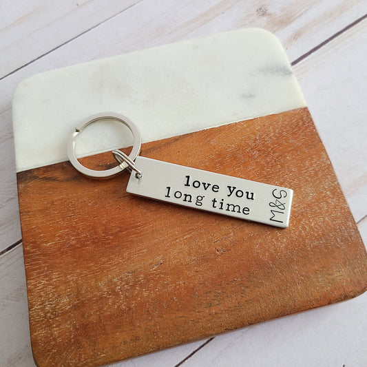 Love You Long Time - Couples Initials Keychain