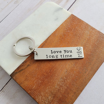 Love You Long Time - Couples Initials Keychain