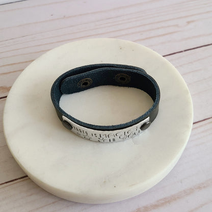 There Is Magic In You - Black Leather Cuff Bracelet
