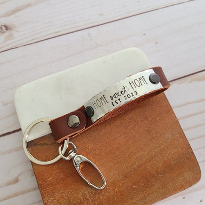 Home Sweet Home Est 2022 Leather Key Fob