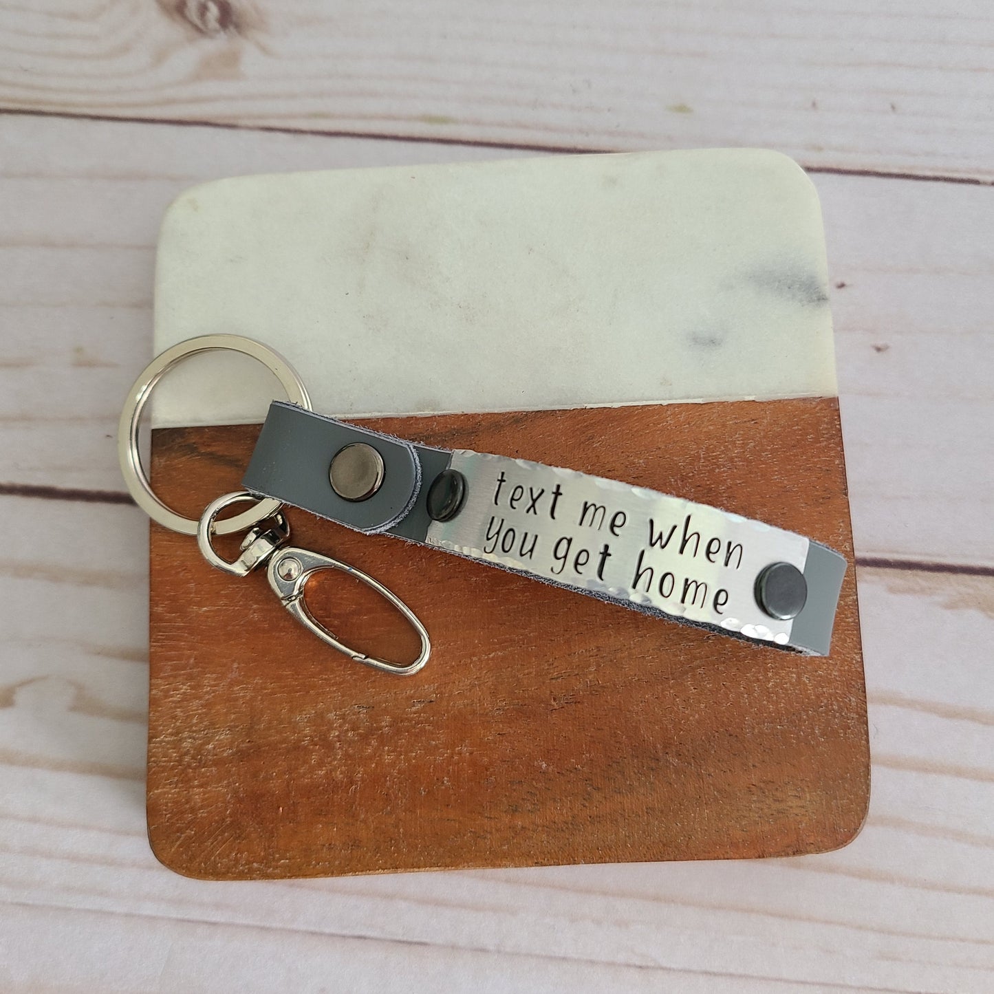 Text Me When You Get Home Leather Key Fob