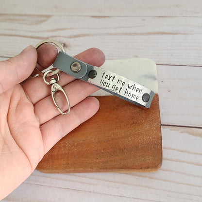 Text Me When You Get Home Leather Key Fob