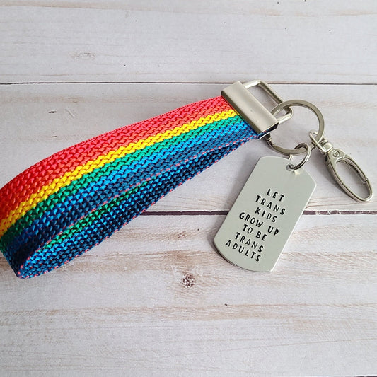 Rainbow Wristlet Let Trans Kids Become Trans Adults Keychain