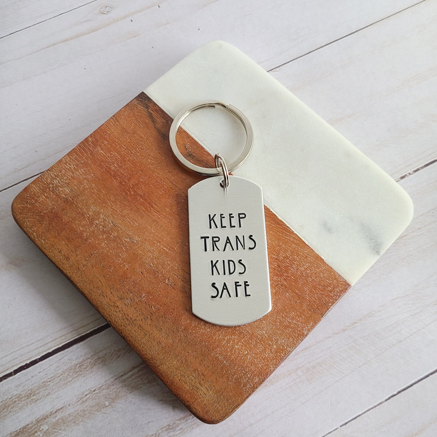 Keep Trans Kids Safe Keychain w/ name pronoun option and wristlet option