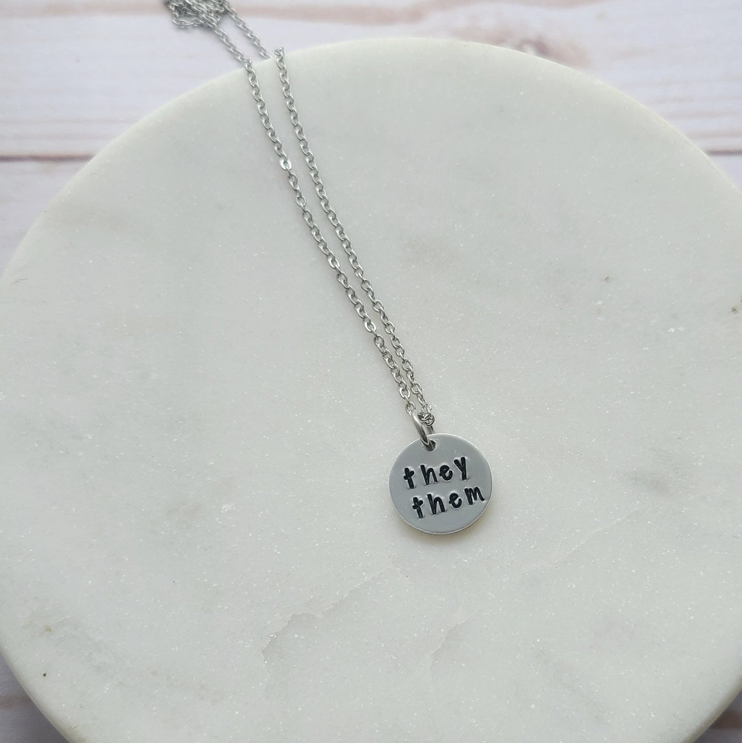 Tiny Disc Pronouns Necklace