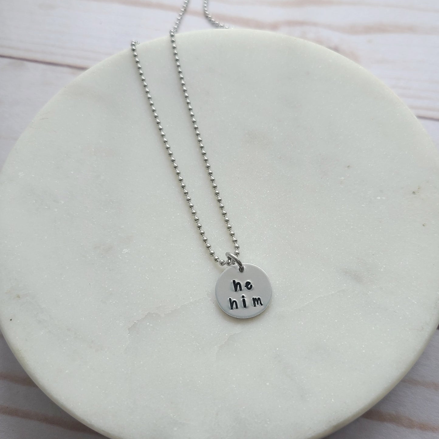 Tiny Disc Pronouns Necklace