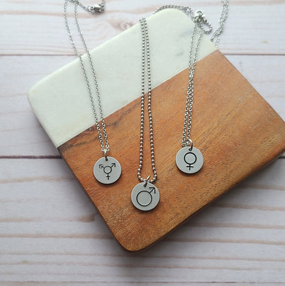 Tiny Disc Gender Symbol Necklace