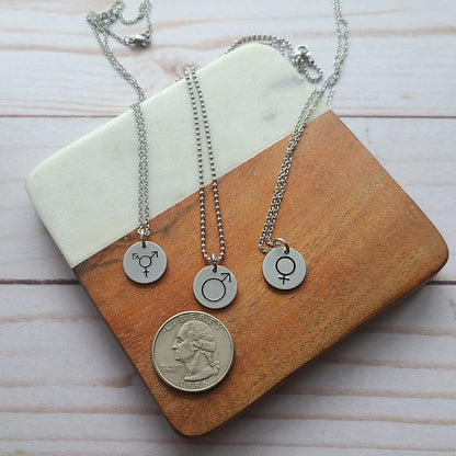 Tiny Disc Gender Symbol Necklace