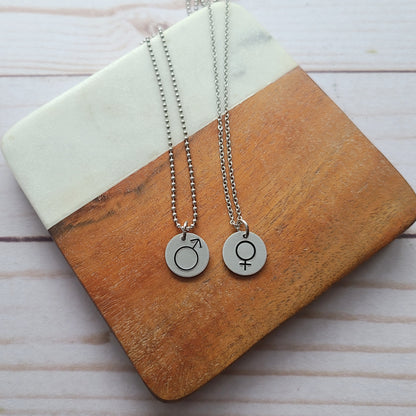 Tiny Disc Gender Symbol Necklace