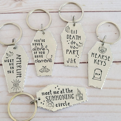 Multiple Options Coffin Shaped Spooky Halloween Keychains