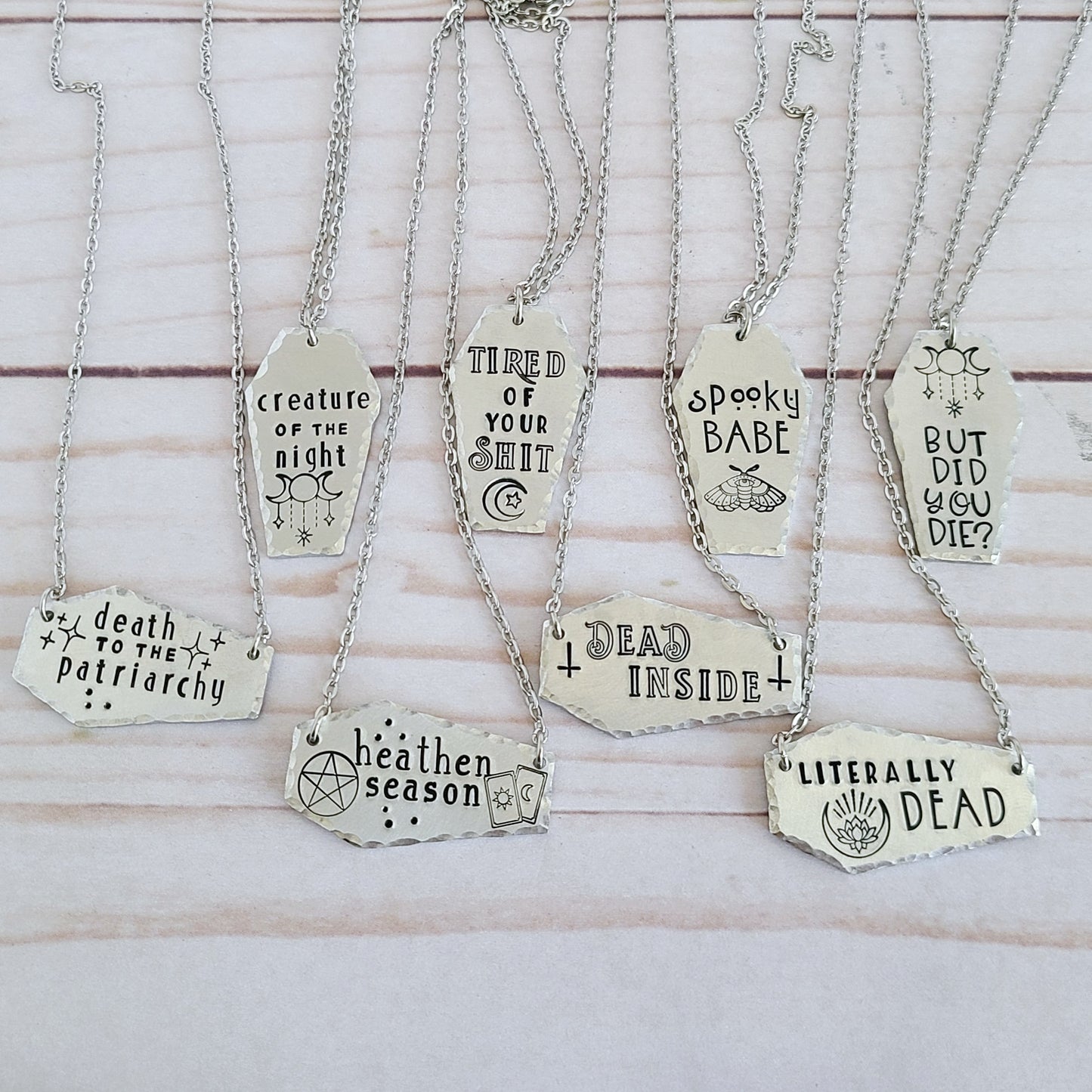 Multiple Options Coffin Shaped Spooky Halloween Necklaces