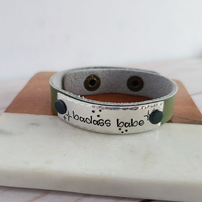 Badass Babe Leather Cuff Bracelet - Choose Your Color Leather