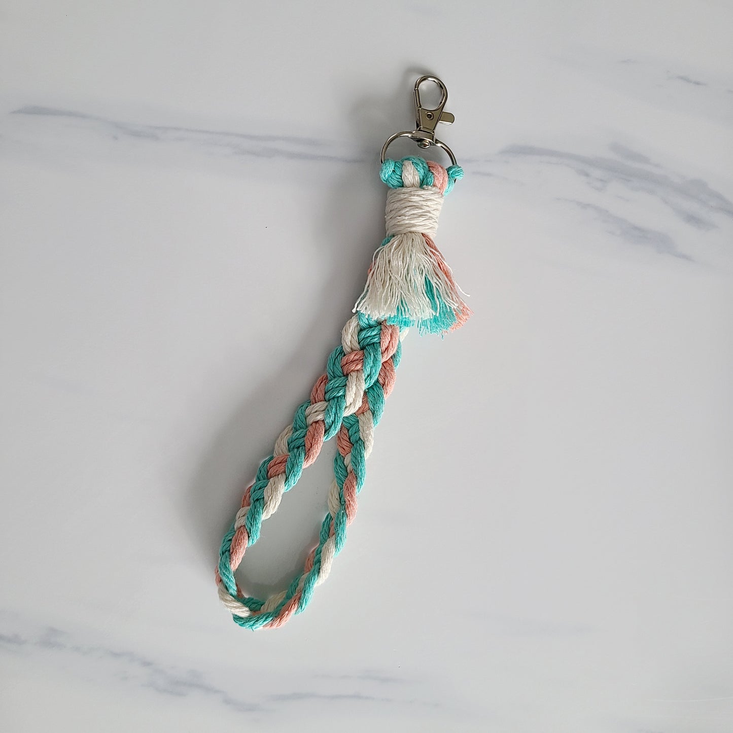 Trans Pride Flag Braided Macrame Wristlet Keychain with Fringe, Trans Pride Name and Birthstone Key Fob Holder