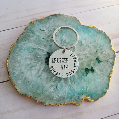 Custom Team Basketball Keychain, Hand Stamped Metal Keychain, Personalized Sports Bag Tag for Any Sport, Baseball Keychain, Football Keychain, Football Mom Gifts
