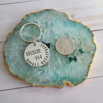 Custom Team Basketball Keychain, Hand Stamped Metal Keychain, Personalized Sports Bag Tag for Any Sport, Baseball Keychain, Football Keychain, Football Mom Gifts