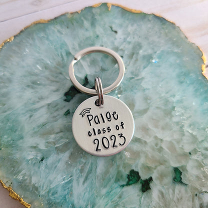 Custom Graduation Keychain, Class of 2023 High School Graduate, College Graduation Gift for Her, Cute Grad Keychains