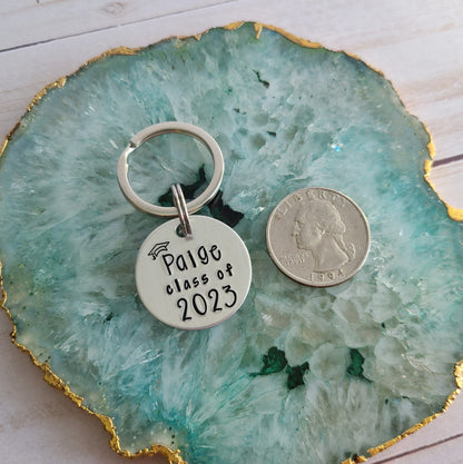 Custom Graduation Keychain, Class of 2023 High School Graduate, College Graduation Gift for Her, Cute Grad Keychains