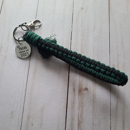 School Colors Macrame Wristlet with Custom Graduation Keychain, Class of 2023 High School Graduate, College Graduation Gift for Her, Cute Grad Keychains